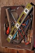 Box of assorted tools, box of collectables, china, binoculars, etc.