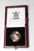 1999 gold proof sovereign, with certificate and numbered 8708.