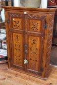 19th Century oak corner hanging cupboard,