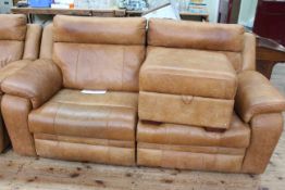 Barker & Stonehouse tan leather four piece lounge suite comprising two reclining settees,