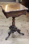 Victorian sewing table of serpentine form,