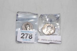 Roman silver Antoninianus coin and other Roman silver coin (2).