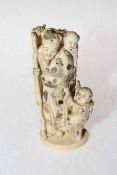 Fine Japanese Meiji period Shibiama and ivory Okimono of elder with two playful children,