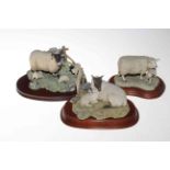 Three Border Fine Arts models 'Spring Lambing', 'Texel Ewe & Lamb' and 'Grouse',