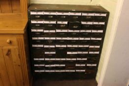 Industrial 54 drawer index cabinet 104cm high by 92cm wide by 29cm deep.