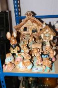 Collection of Pendelfin rabbits, Schoolhouse, Cobble Cottage, etc.