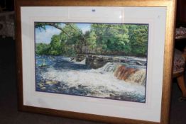 Richmond (The Falls), signed watercolour, 43cm by 69.5cm, in contemporary glazed frame.