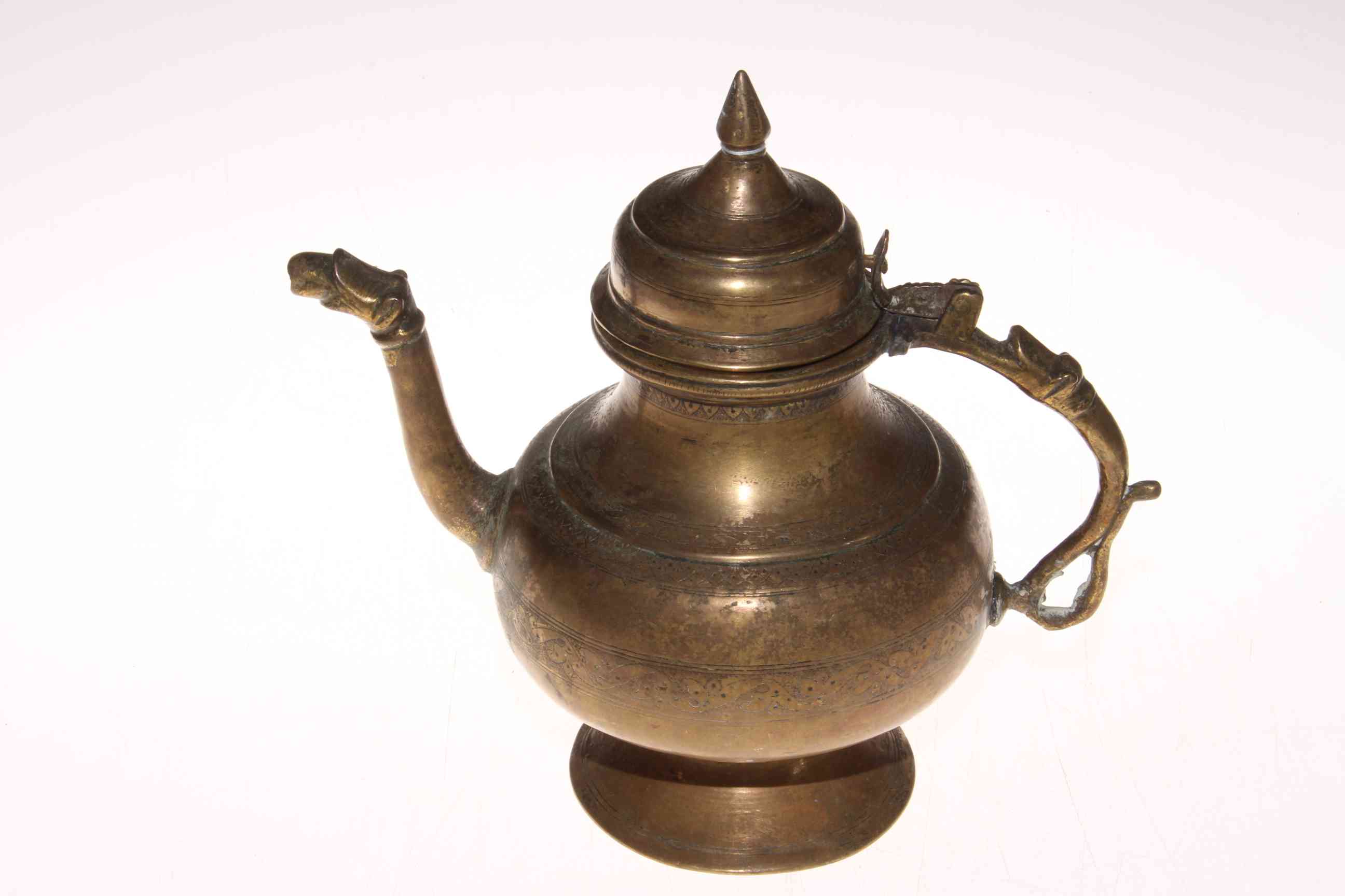 Indian brass vessel/coffee pot, 24cm.