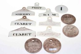 Collection of twelve antique wine bin labels.