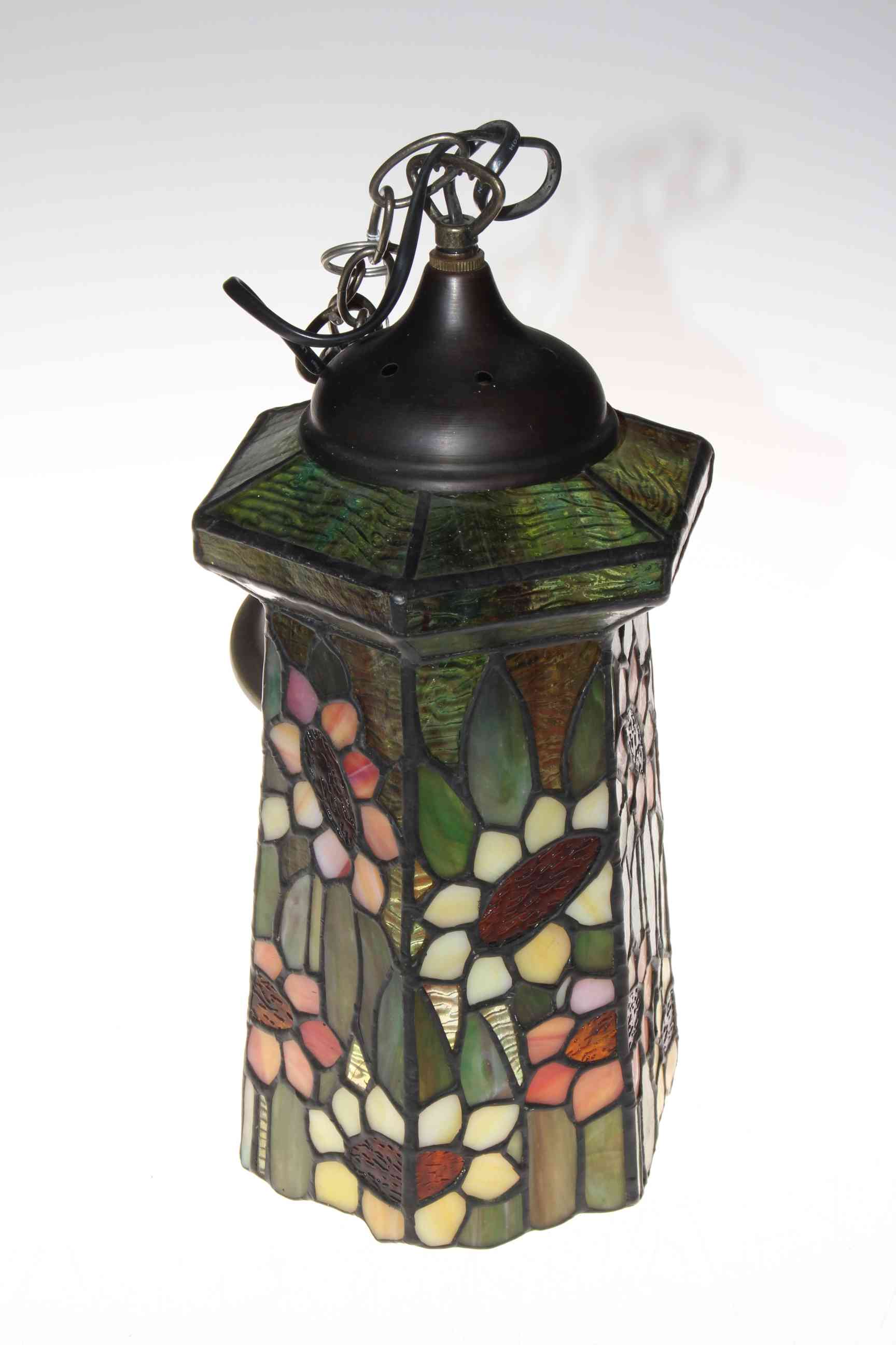 Masons Ironstone jug, 29cm and stained glass lantern, 38cm. - Image 2 of 2