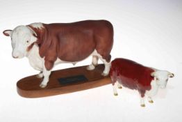 Large Beswick Connoisseur Polled Hereford Bull, overall length 32cm, together with Ch.