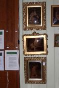 Three gilt framed concave chrystoleums, largest 40cm by 31cm including frame.
