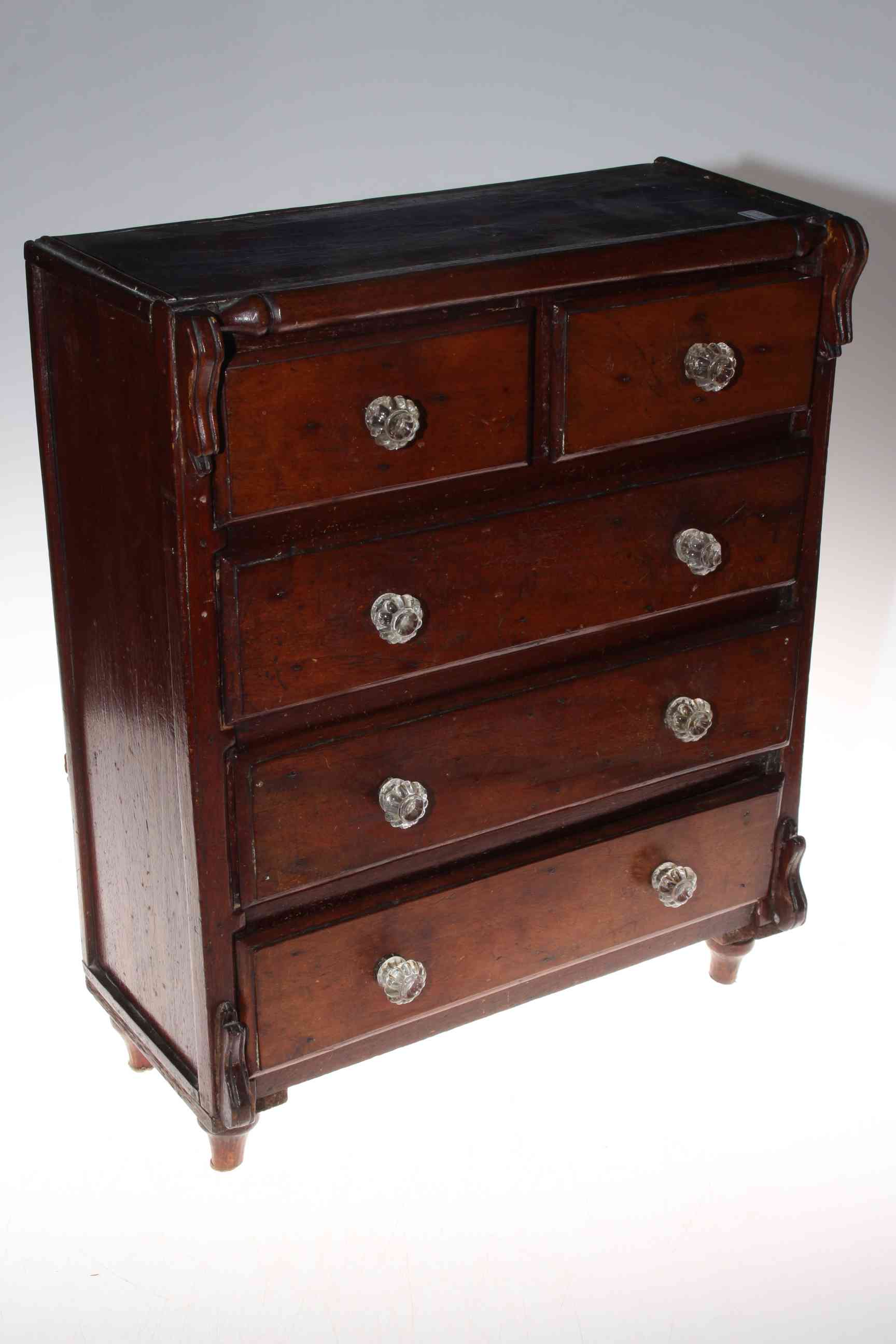 Small Victorian six drawer mahogany chest 47cm high, - Image 3 of 3