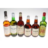 Six bottle of whisky comprising Oban Single Malt, Rare J & B, Black and White,