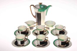 Crown Devon Art Deco fifteen piece coffee set, gilt number 2809.