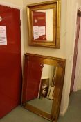 Pair gilt framed rectangular bevelled wall mirrors, 114cm by 85cm overall and gilt framed mirror,