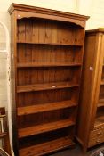 Pine six tier open bookcase, 198cm high by 94cm wide by 28cm deep.