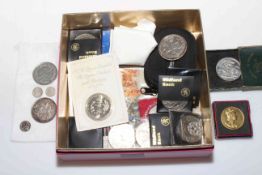 Collection of coins including 1887 Victoria Crown, 1935 mounted crown coin brooch,