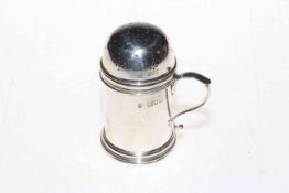 Silver tankard shaper muffineer by Jackson and Fullerton, London 1898, 10cm high.