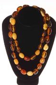 Multi amber necklace, 70cm length.