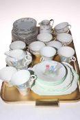 Shelley Regent Shape Crocus eighteen piece tea set and Noritake twenty two piece tea set.