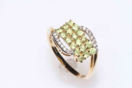 Ambanja Demantoid garnet and zircon 9k gold ring, size N/O, with certificate.