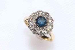 Sapphire and diamond cluster ring,