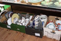 Midwinter dinnerware, Doulton and other teaware, collectors plates, glassware, barometer, etc.