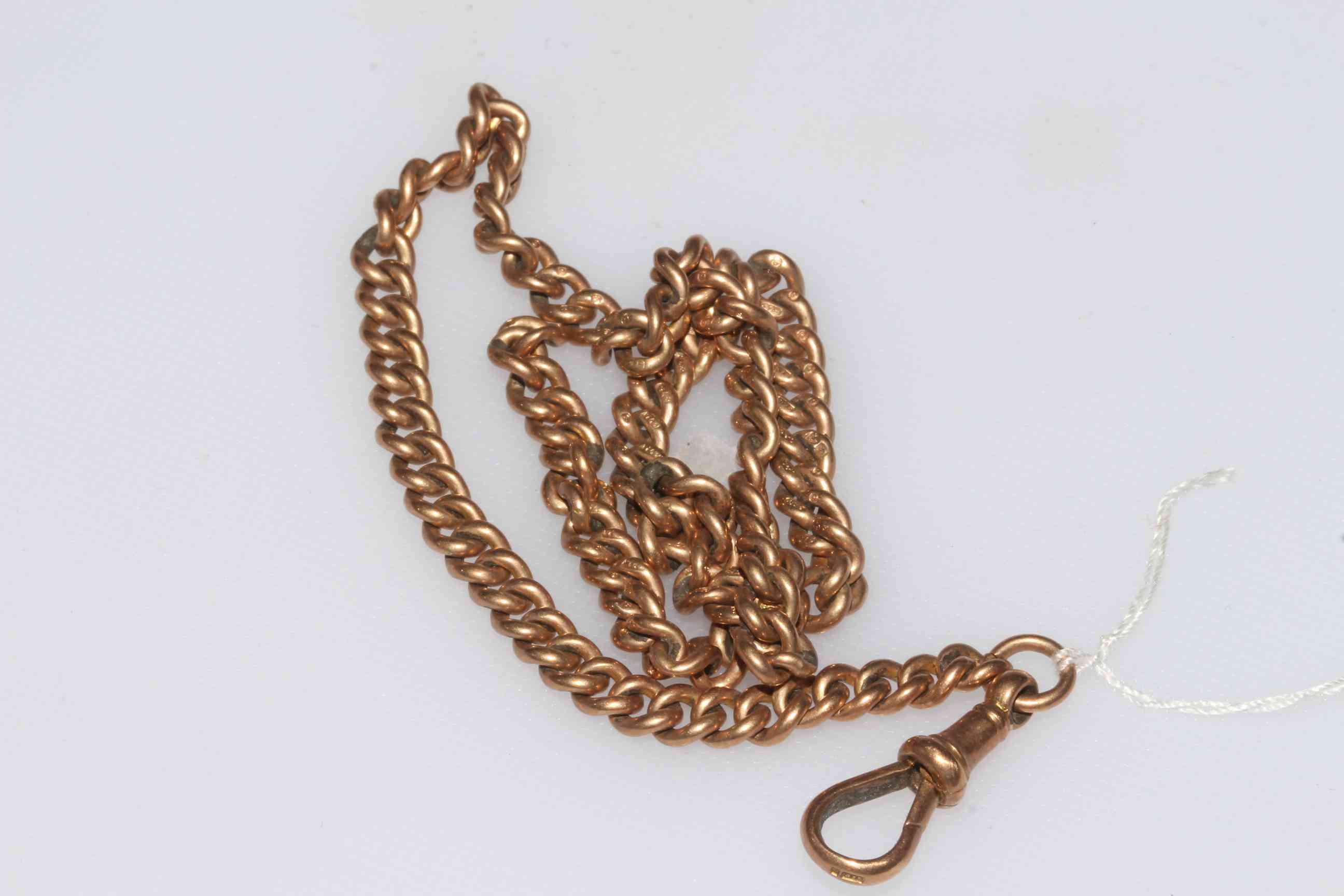 9 carat gold watch chain, 37cm length.