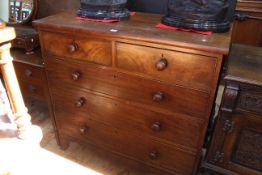 Victorian mahogany chest of two short above three long graduated drawers on splayed feet,