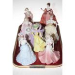 Seven Coalport ladies, Tara, Marlena, May Queen, Moonlight, Ascot Lady, Donna and Fairest Lily.