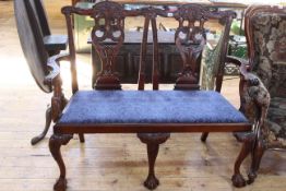Mahogany Chippendale style double chair back settee.