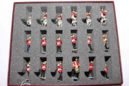 Boxed models of Green Howards Pipes and Drums band set (eighteen pieces).