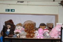 Collection of teddy bears including A & A Plush Inc, Me to You, together with poodle dog ornaments,