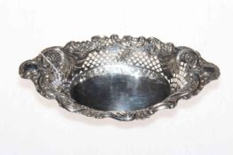 Chester hallmarked silver bon bon dish, with embossed and pierced border, 20cm wide, 1899.