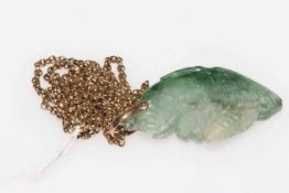 Jade crustacean pendant with 9 carat gold chain, 55cm length.