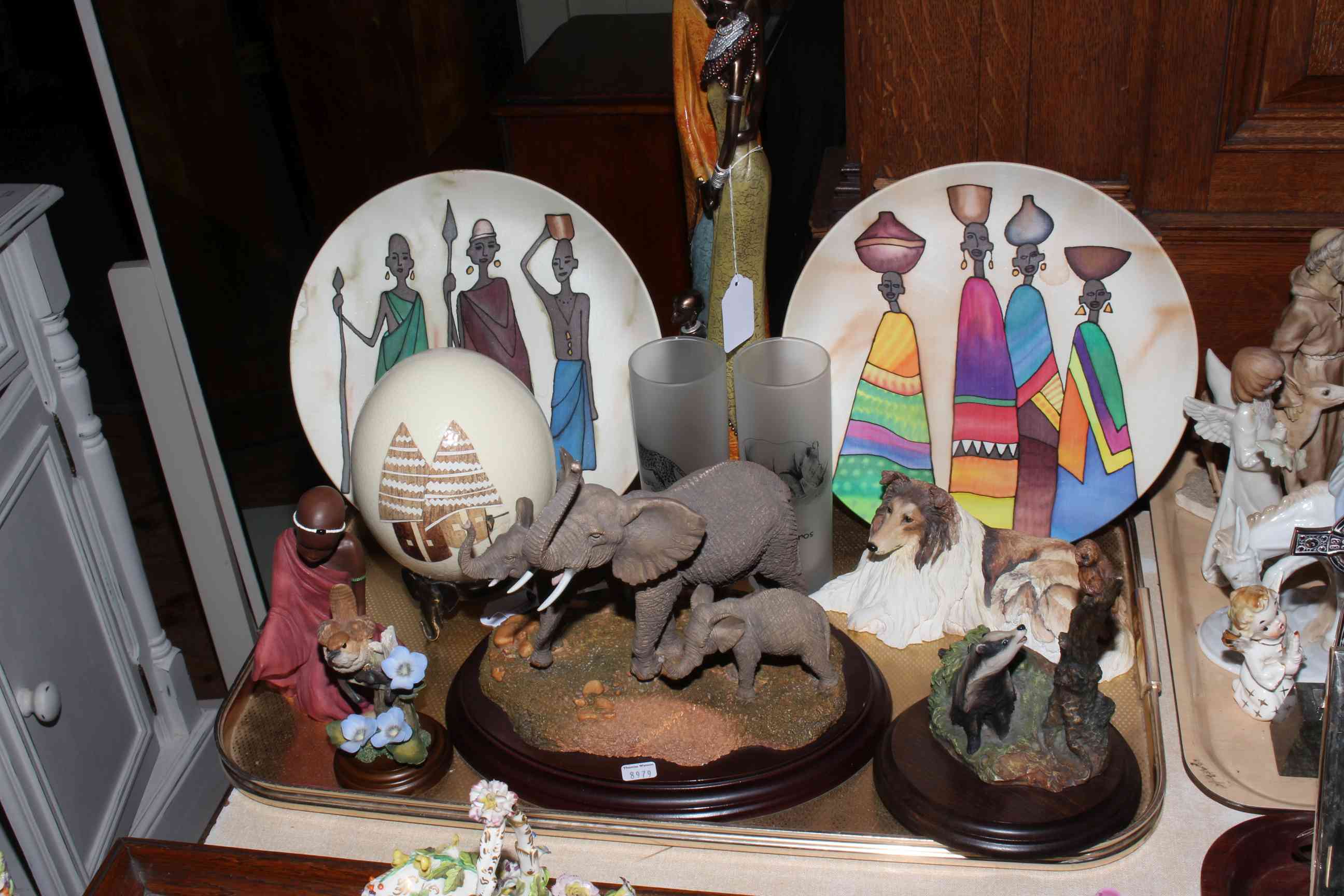 Border Fine Arts collie, Soul Journey and other figure, ostrich egg on stand,