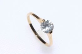 9k gold 1.24 carat Preah Wihear zircon ring, size P, with certificate.
