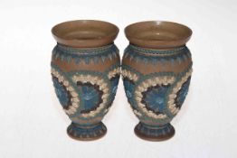 Pair of Doulton Lambeth stoneware vases, 13cm.