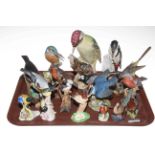 Collection of pottery birds including Beswick, Goebel, Aynsley, Crown Staffordshire,