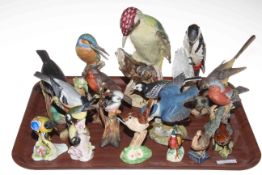 Collection of pottery birds including Beswick, Goebel, Aynsley, Crown Staffordshire,