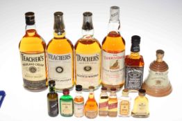 Three Teachers Highland Cream whisky, Famous Grouse, Jack Daniels, Wade Bells,