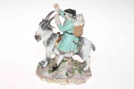 19th Century Meissen porcelain figure of Tailor riding on Goat, 19cm high,