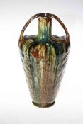 Large Bretby slipware vase with streak glaze, 29cm.