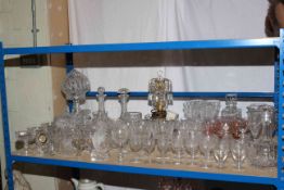 Good collection of crystal glass including Baccarat poodle, Waterford Seahorse and clock, two lamps,