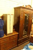 Late Victorian walnut mirror door wardrobe and dressing table.