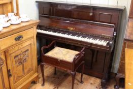 Kemble rosewood cased upright piano no. K60371 together with an inlaid mahogany music stool.