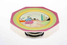 Clarice Cliff 'Perfect Idyll' tazza, printed marks, 19cm across.