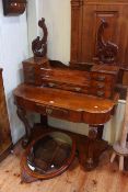 Victorian mahogany skeleton dressing table, mirror fitting requiring repair.