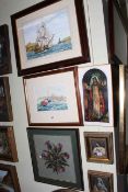 Collection of six pictures including original Barry Lawson of Endeavour, Whitby,